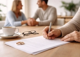 Abogado asesorando a una pareja durante un divorcio de mutuo acuerdo en España